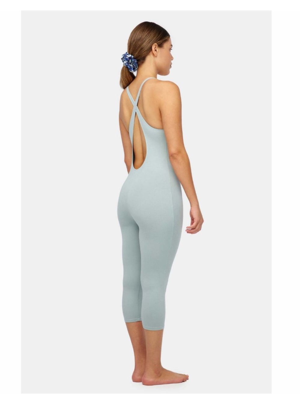 LACAUSA Flow Arya Sleeveless Open Back Organic Cotton Jumpsuit Sea Glass NWT S